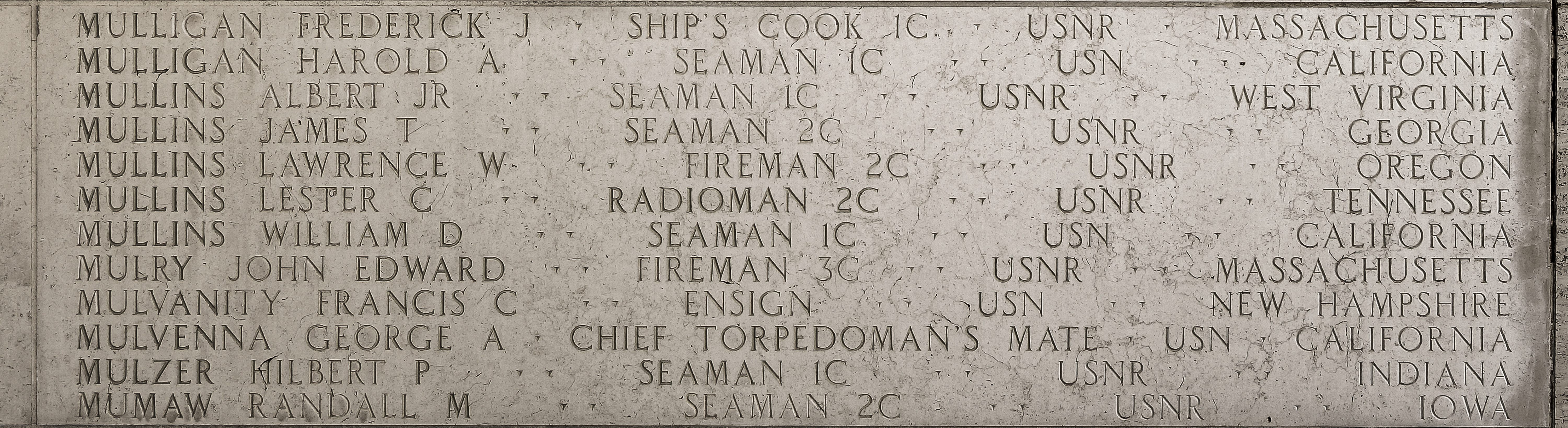 Frederick J. Mulligan, Ship's Cook First Class